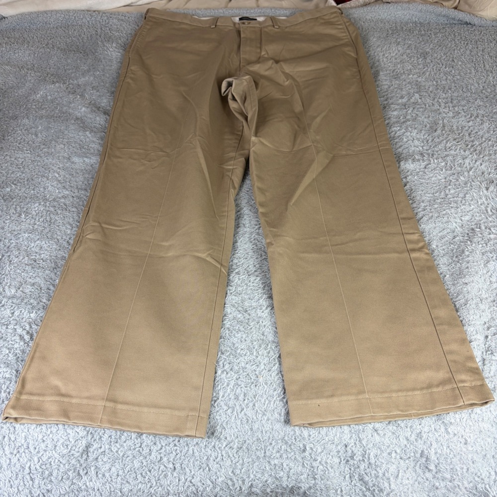 Lands End Traditional Fit Khaki Chino Pants Mens 40 Tan Cotton Straight Leg
